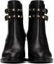 Valentino Garavani Leather Double Strap Rockstud Boots - Thumbnail 2