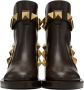 Valentino Garavani Leather Roman Stud Ankle Boots - Thumbnail 2