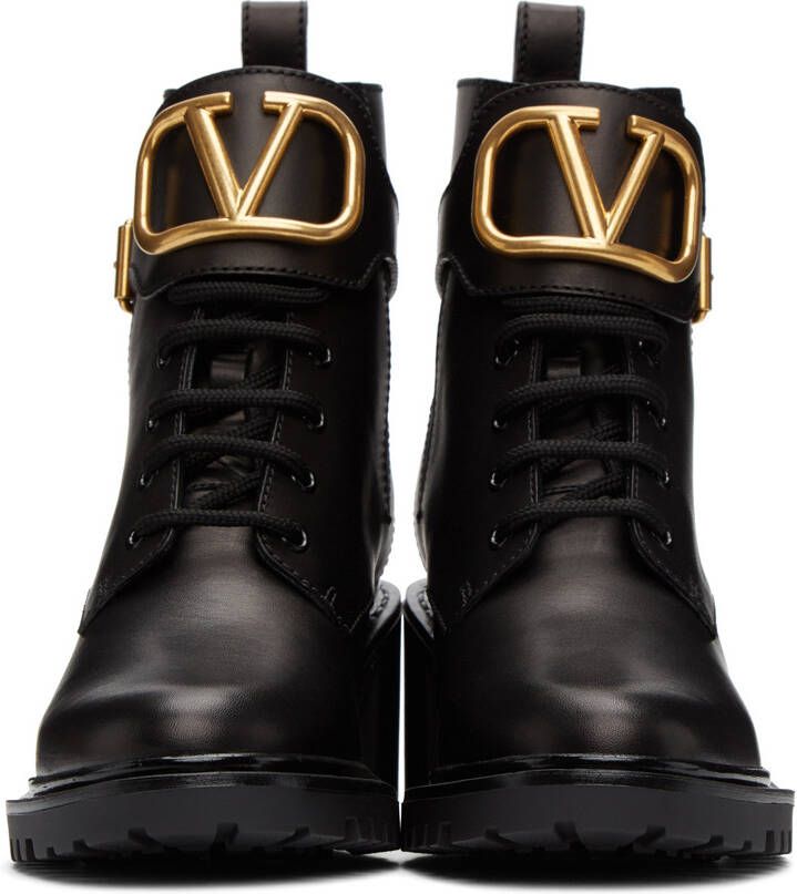 Valentino Garavani Leather VLogo Combat Boots