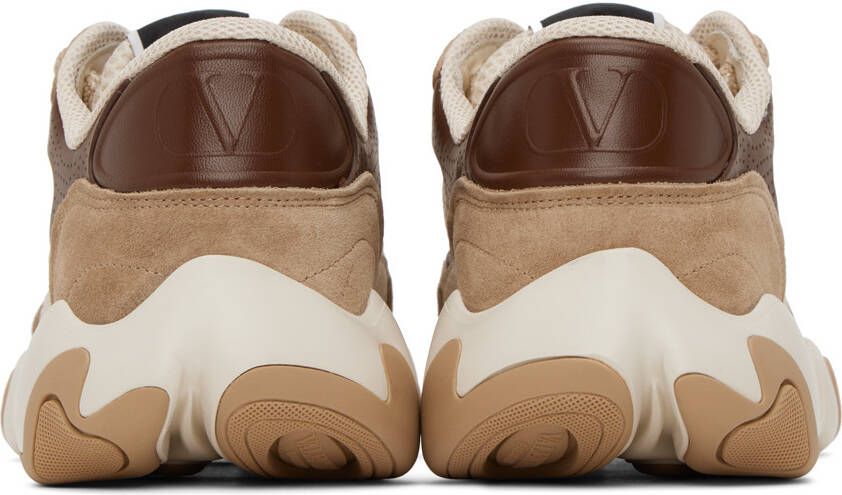 Valentino Garavani Off-White & Brown Bubbleback Sneakers