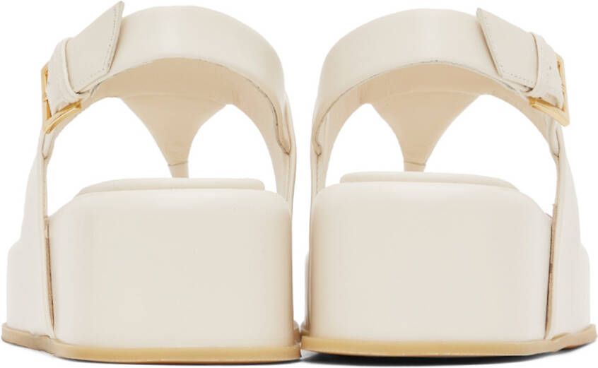 Valentino Garavani Off-White One Stud Flat Sandals
