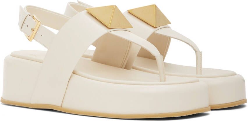 Valentino Garavani Off-White One Stud Flat Sandals
