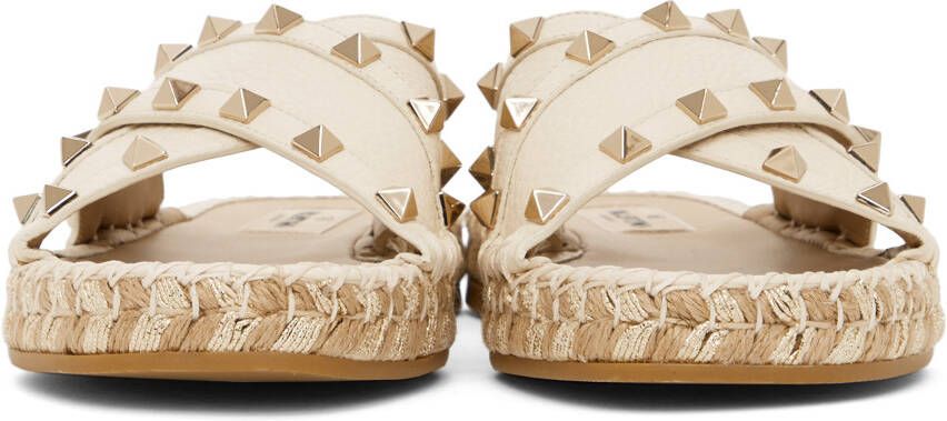 Valentino Garavani Off-White Rockstud Slide Sandals