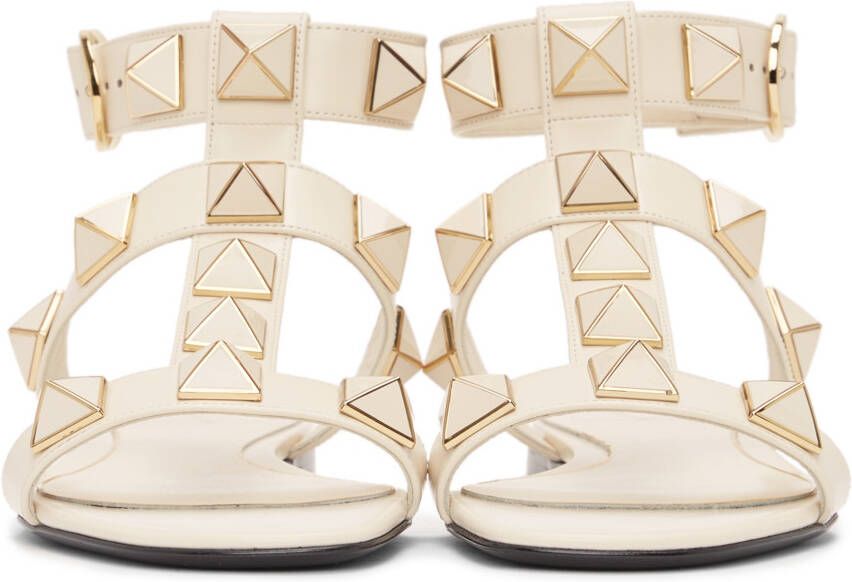 Valentino Garavani Off-White Roman Stud Flat Sandals