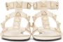 Valentino Garavani Off-White Roman Stud Flat Sandals - Thumbnail 2