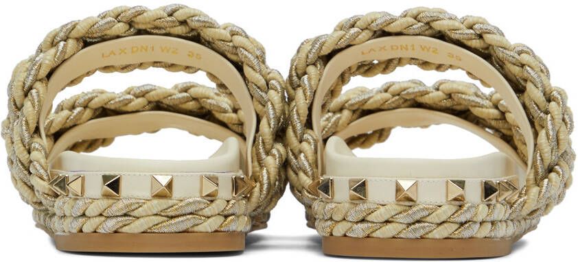 Valentino Garavani Off-White Rope Rockstud Sandals