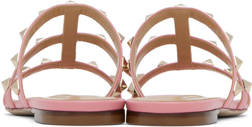 Valentino Garavani Pink Rockstud Flat Sandals