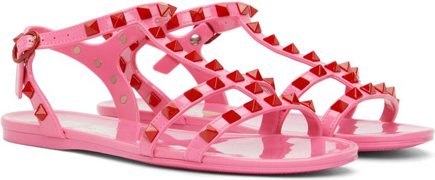 Valentino Garavani Pink Rockstud Rubber Sandals
