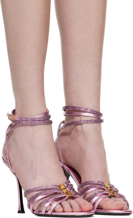 Valentino Garavani Pink Rockstud Strappy Heeled Sandals