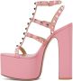 Valentino Garavani Pink Rockstud T-Strap Heeled Sandals - Thumbnail 3