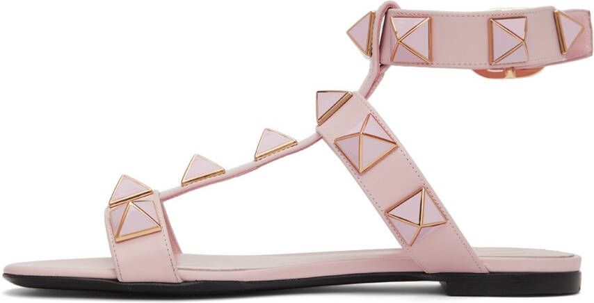 Valentino Garavani Pink Roman Stud Flat Sandals