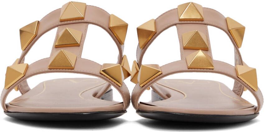 Valentino Garavani Pink Roman Stud Flat Slide Sandals