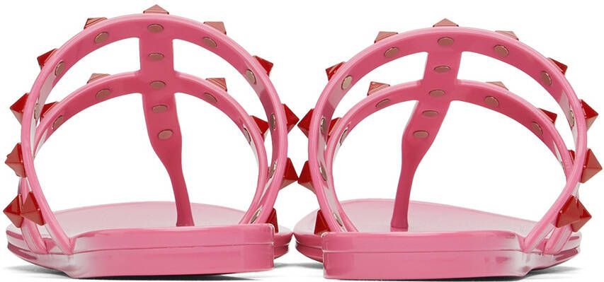 Valentino Garavani Pink Rubber Rockstud Sandals