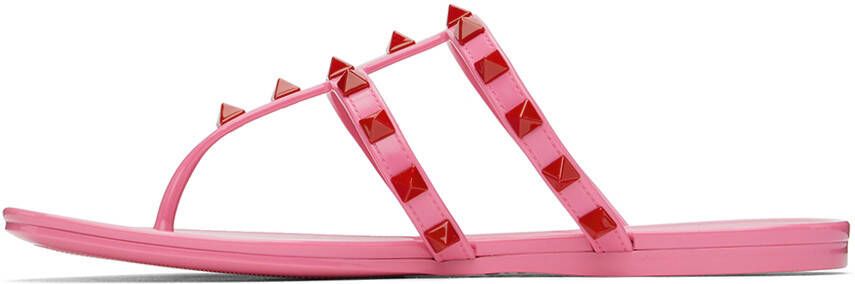 Valentino Garavani Pink Rubber Rockstud Sandals