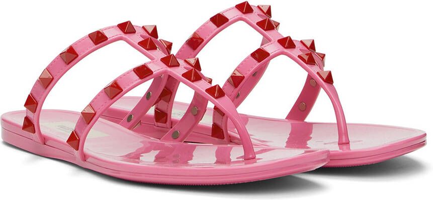 Valentino Garavani Pink Rubber Rockstud Sandals