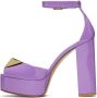 Valentino Garavani Purple One Stud Platform Sandals - Thumbnail 3