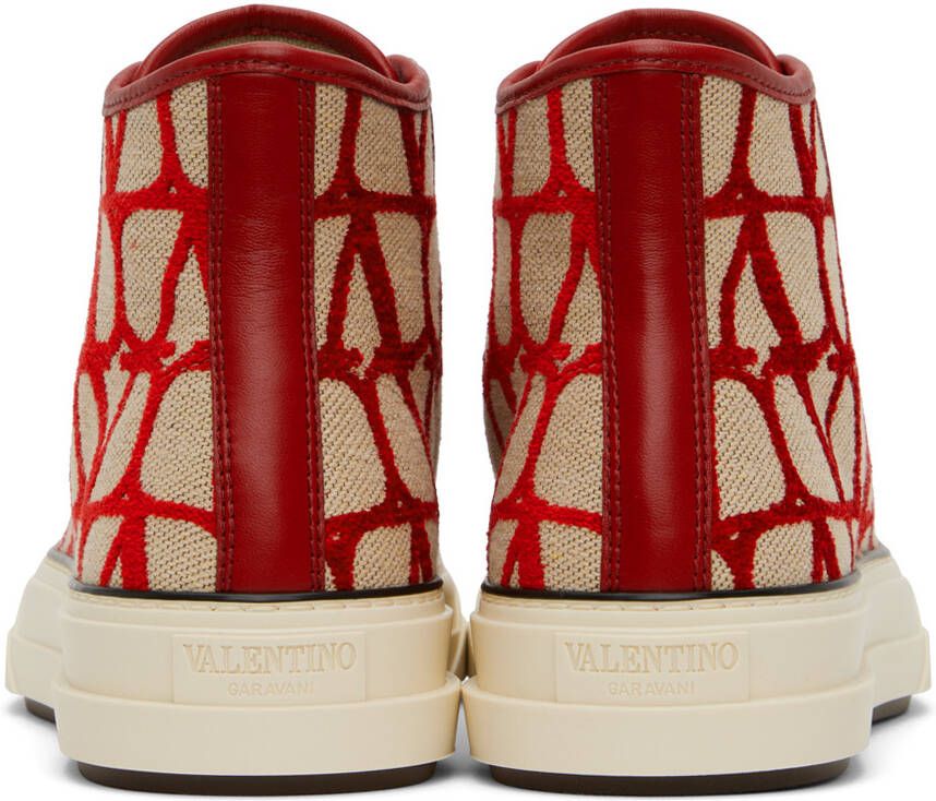Valentino Garavani Red & Beige Iconographe Totaloop Sneakers