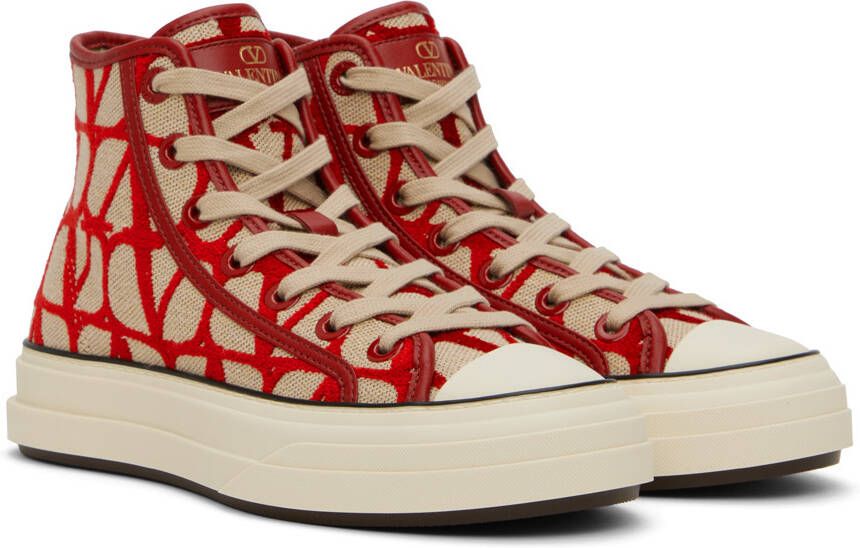 Valentino Garavani Red & Beige Iconographe Totaloop Sneakers