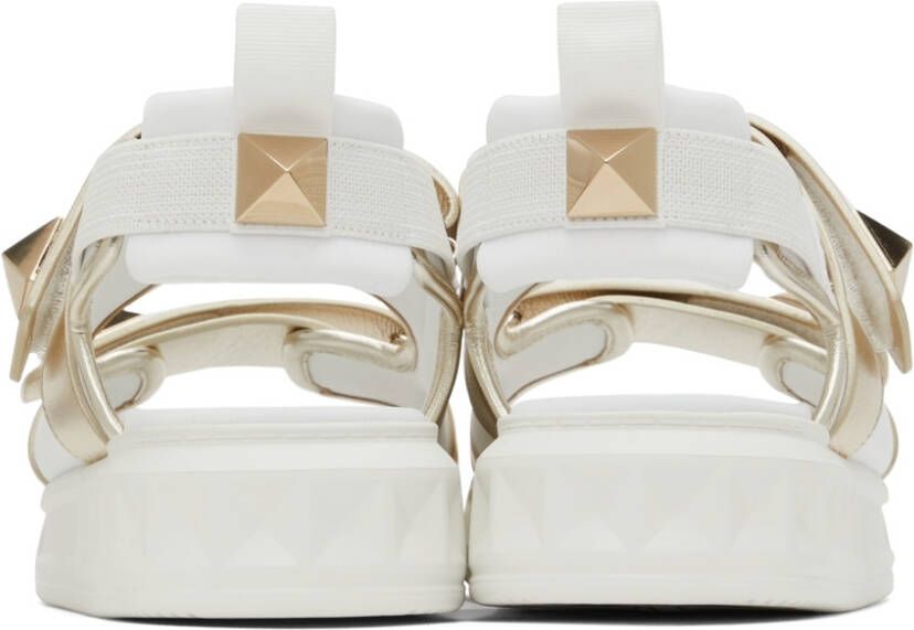 Valentino Garavani Silver & White Velcro Sandals