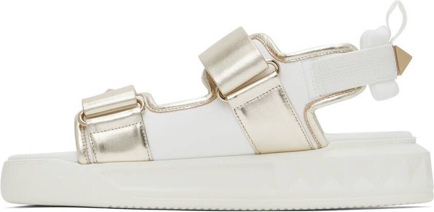 Valentino Garavani Silver & White Velcro Sandals