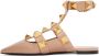 Valentino Garavani Taupe Leather Roman Stud Ballet Flats - Thumbnail 3