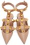 Valentino Garavani Taupe Leather Roman Stud Ballet Flats - Thumbnail 5