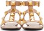 Valentino Garavani Taupe Leather Roman Stud Flat Sandals - Thumbnail 2