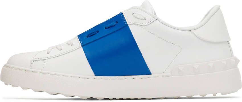 Valentino Garavani White & Blue Calfskin Open Sneakers