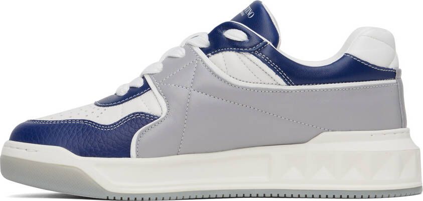 Valentino Garavani White & Blue One Stud Sneakers
