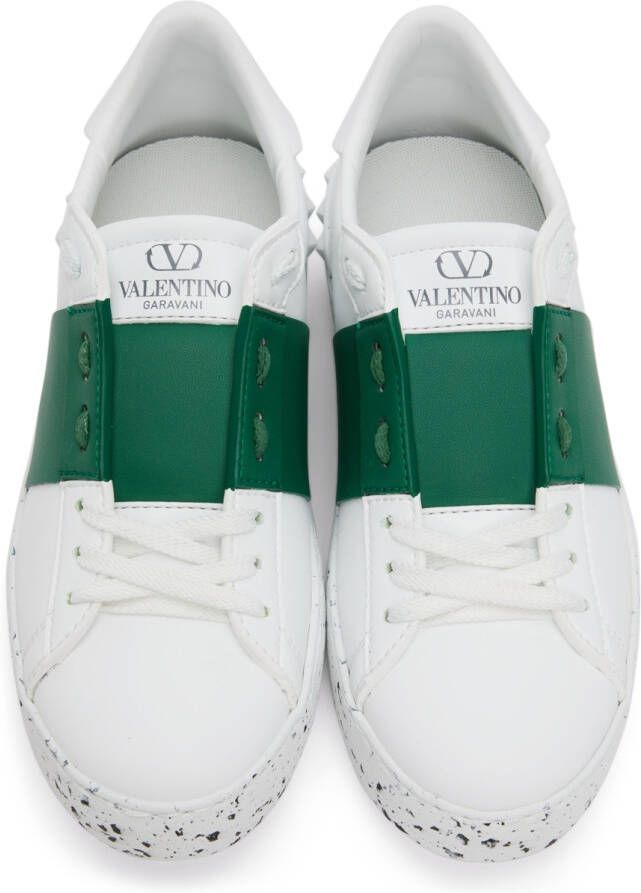 Valentino Garavani White & Green Open For A Change Sneakers