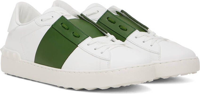 Valentino Garavani White & Green Open Sneakers