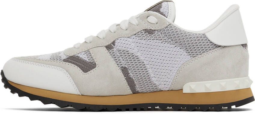 Valentino Garavani White & Grey Camouflage Rockrunner Sneakers