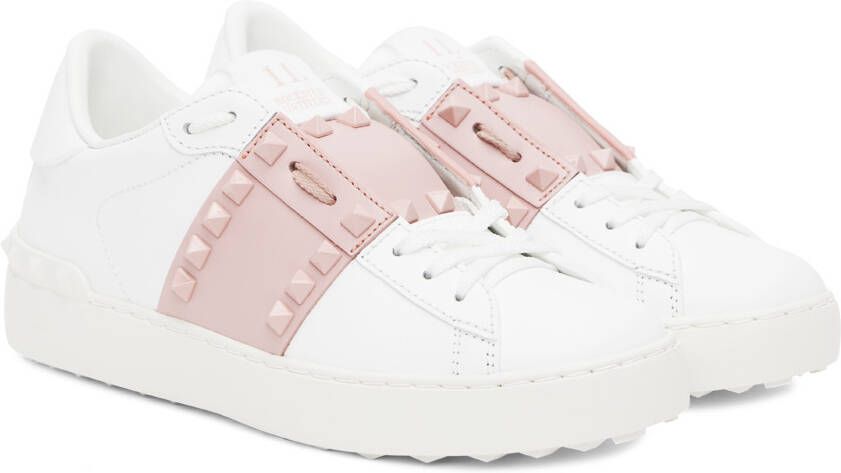 Valentino Garavani White & Pink Rockstud Sneaker