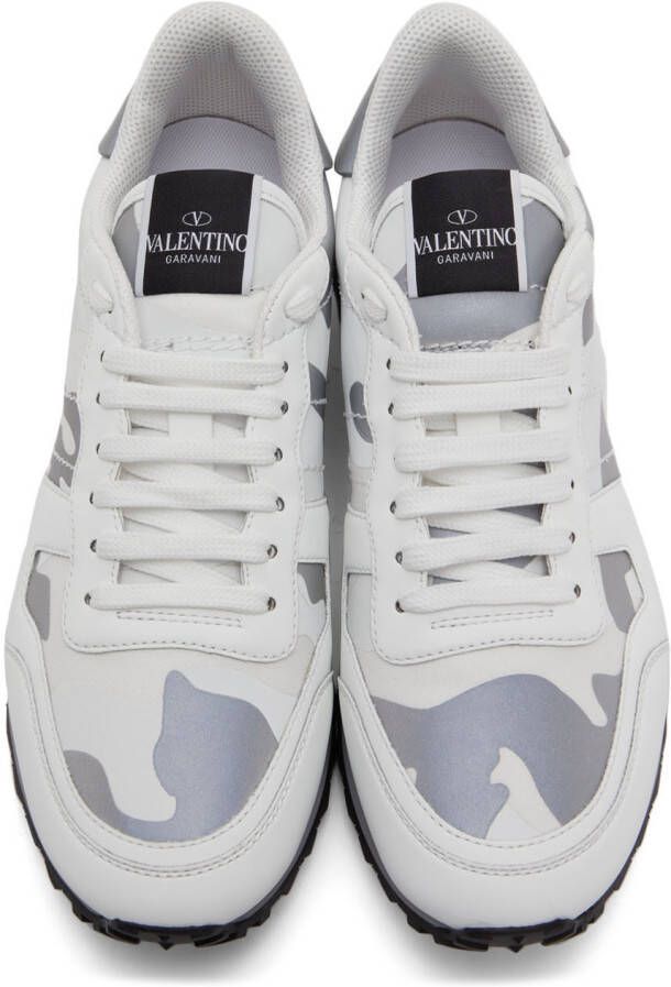 Valentino Garavani White Camo Rockrunner Sneakers