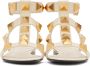 Valentino Garavani White Leather Roman Stud Flat Sandals - Thumbnail 2