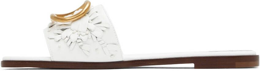 Valentino Garavani White VLogo Signature Flat Sandals