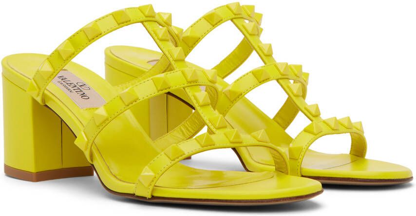 Valentino Garavani Yellow Rockstud Heeled Sandals