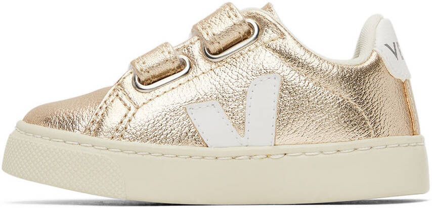 VEJA Baby Gold & White Leather Esplar Sneakers