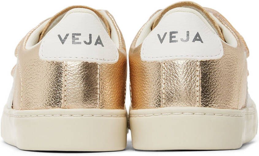 VEJA Kids Gold & White Leather Esplar Sneakers