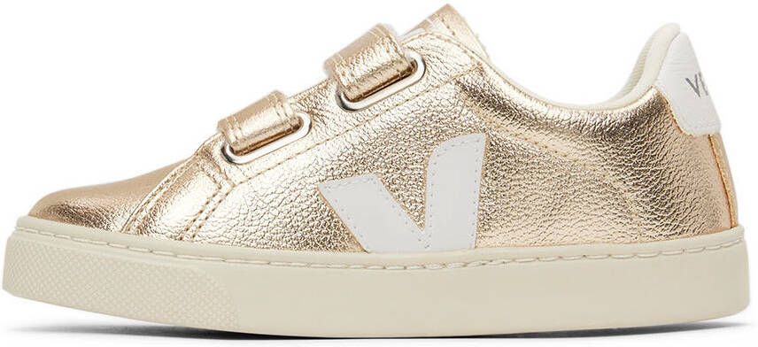 VEJA Kids Gold & White Leather Esplar Sneakers