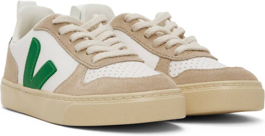 VEJA Kids White & Beige V-10 Sneakers