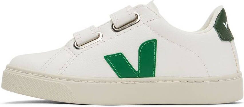 VEJA Kids White & Green Esplar Sneakers