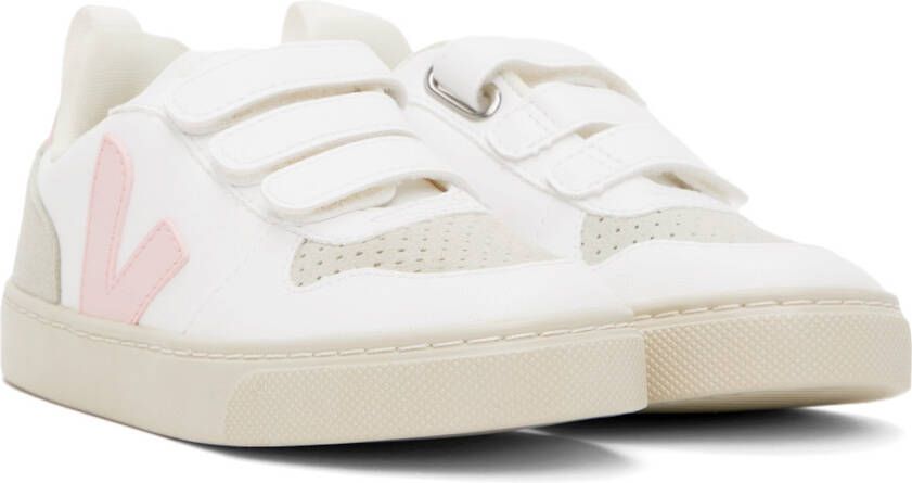 VEJA Kids White & Pink V-10 Sneakers