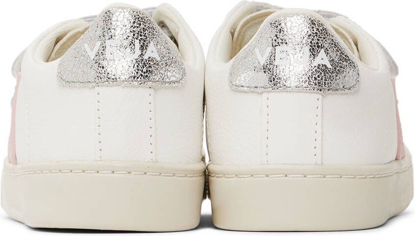 VEJA Kids White & Silver Leather Esplar Sneakers