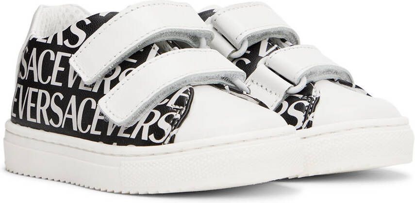 Versace Baby Black & White Allover Sneakers
