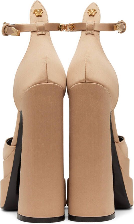 Versace Beige Aevitas Pointy Platform Heels