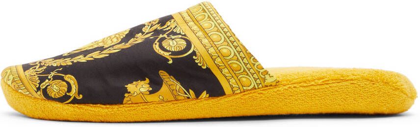 Versace Black & Gold Baroque Slippers