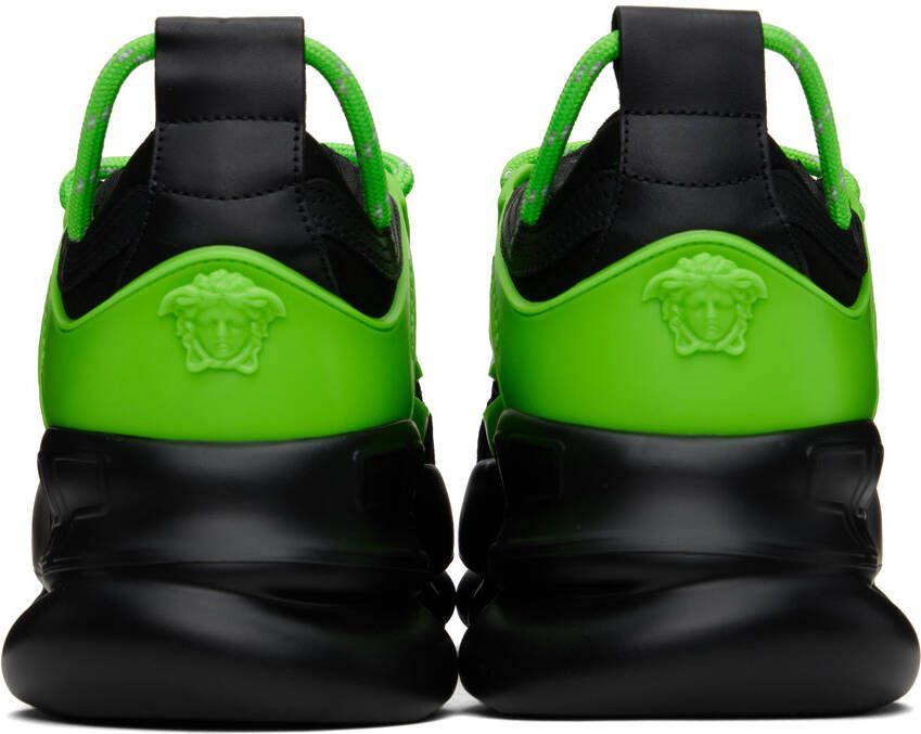 Versace Black & Green Chain Reaction Sneakers