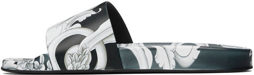 Versace Black & White Baroque Slides
