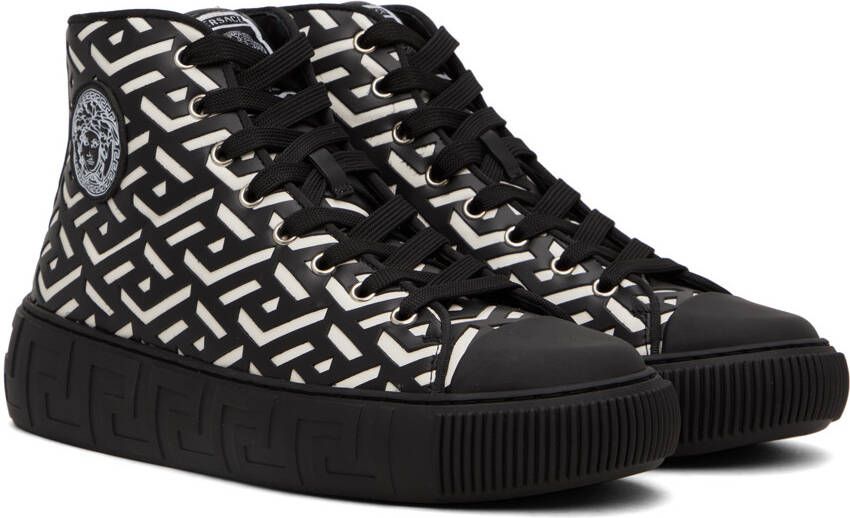 Versace Black & White La Greca Sneakers